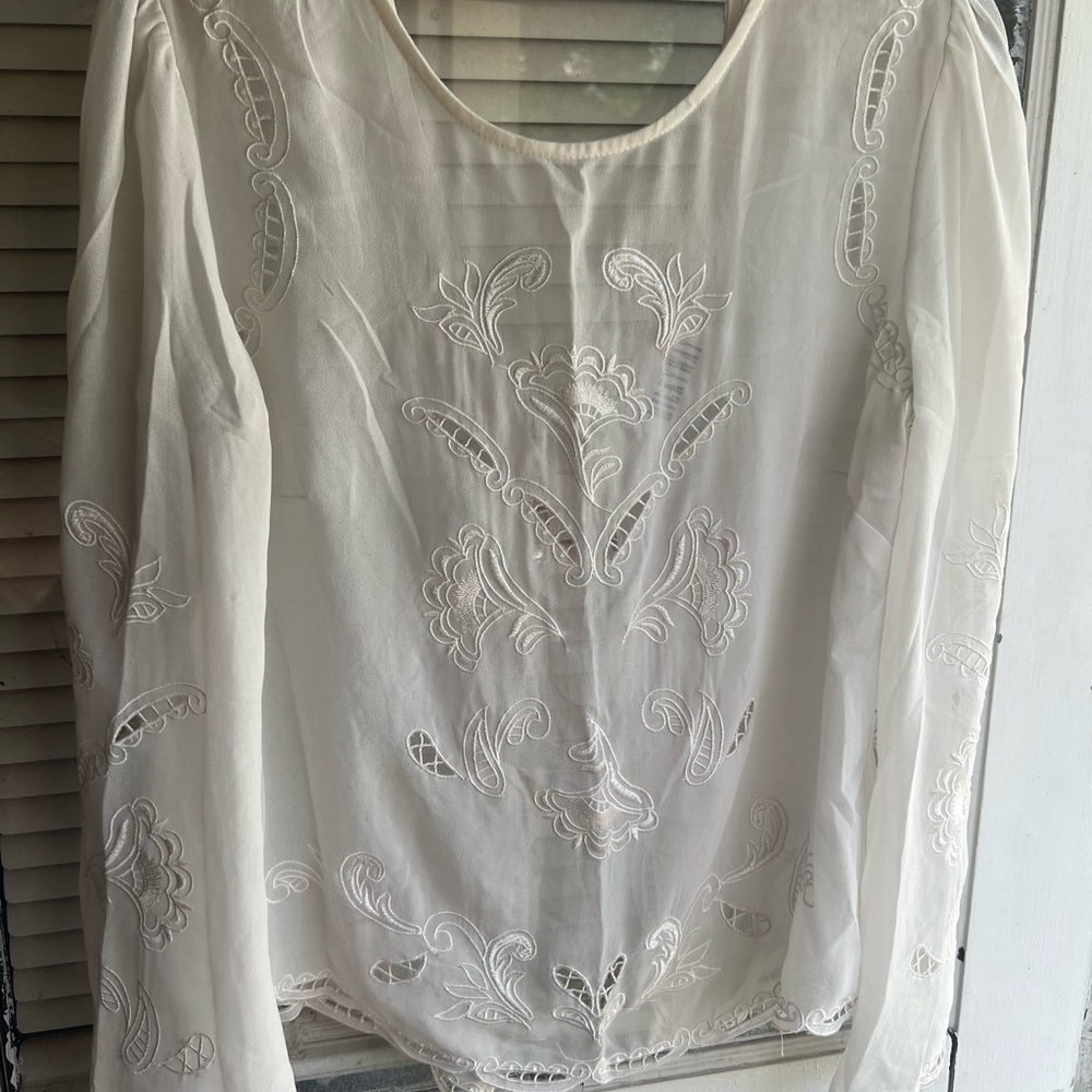 White Embroidered Women's Top